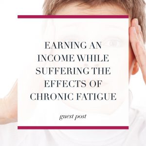 Brunette woman holding head - Earning an income while suffering the effects of chronic fatigue