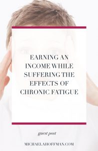 Brunette woman holding head - Earning an income while suffering the effects of chronic fatigue