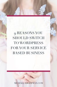 light blue flowers held by brunette lady in a pink dress - 9 reasons you should switch to WordPress for your Service based business